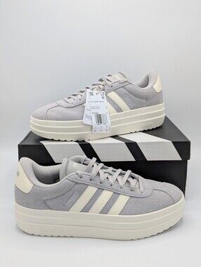 Adidas VL Court Bold Women’s 9.5 Platform Sneakers Light Gray & Cream